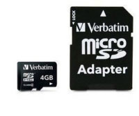 Verbatim Micro SDHC 4GB - Class 4 with adapter (43966)